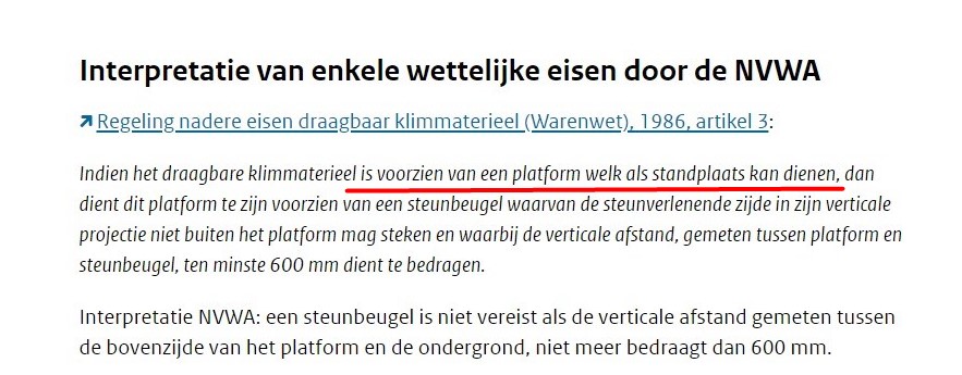 Regels steunbeugel dubbele trap volgens NVWA